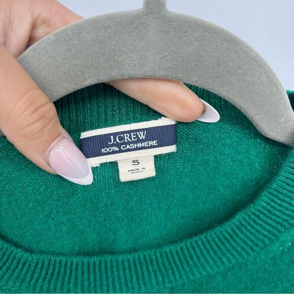 J. CREW 100% Cashmere Relaxed Crewneck Sweater Emerald Kelly Green Soft Small - Picture 8 of 9